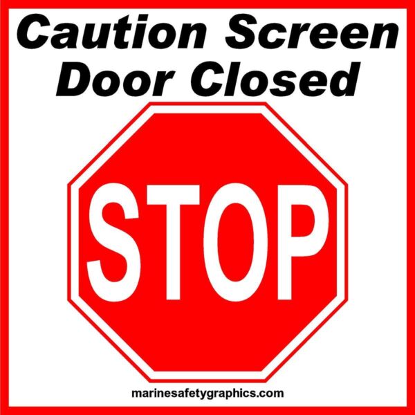 Caution Screen Door Closed - Magnetic Graphic
